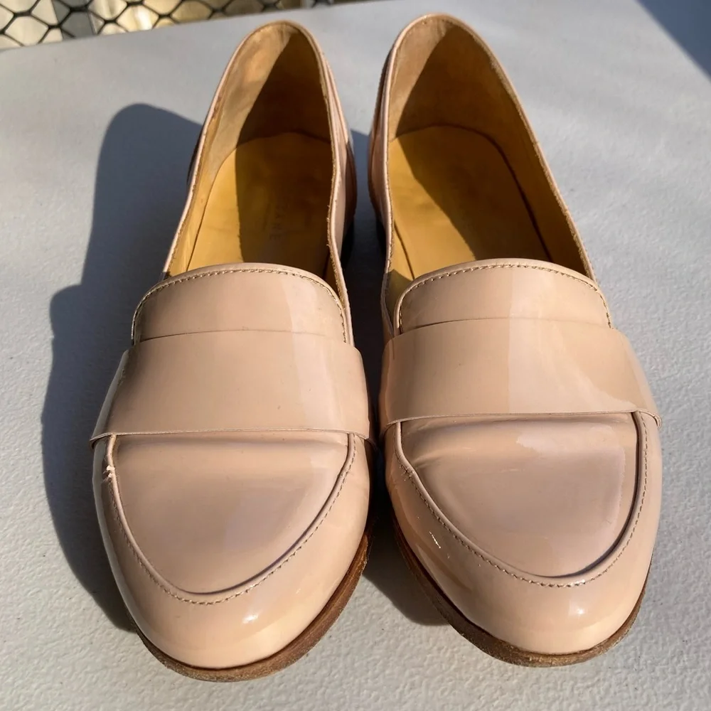 Sézane Light Blush Pink Nude Patent Leather Loafers